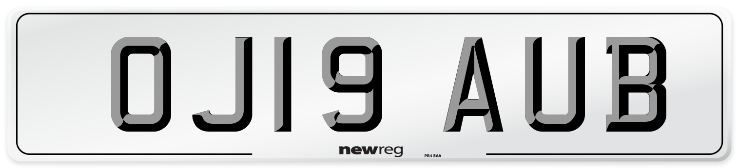 OJ19 AUB Number Plate from New Reg